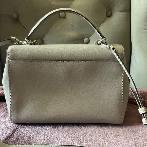 Michael Kors Ava Satchel Medium Gray Saffiano Leather Handbag Purse - Picture 5 of 12